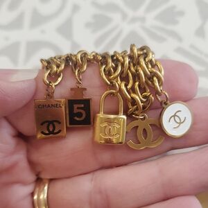 5 X CHANEL Gold Zip Pull Charm Pendants Upcycled